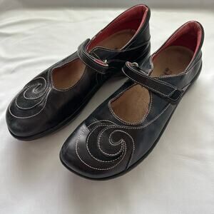 Naot Sea Mary Jane Comfort Shoes  EU40 US 9/9.5 Black Madras Leather Suede Swirl